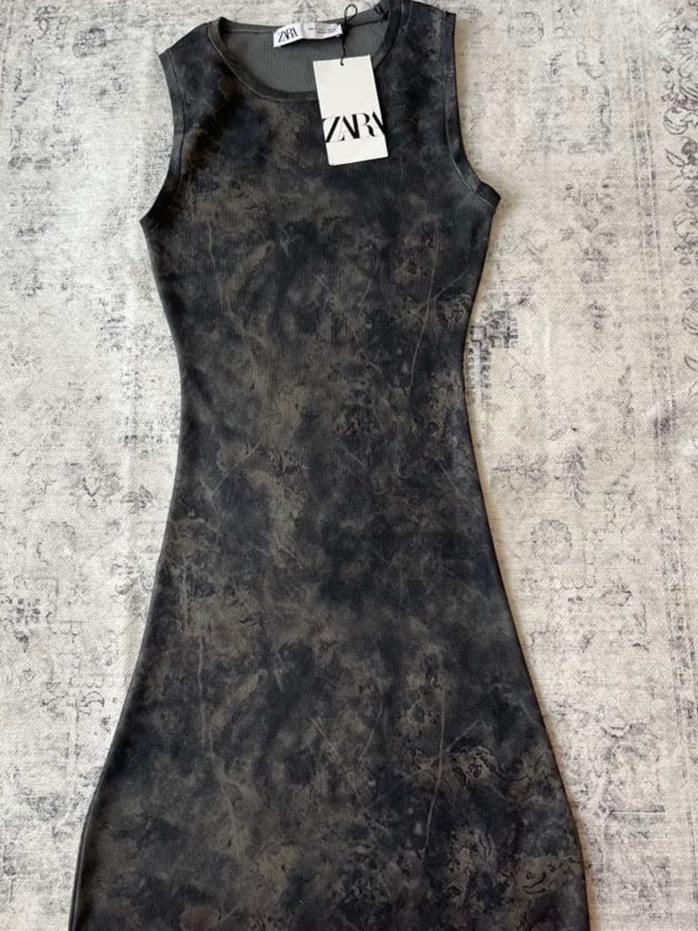 ZARA Black Washed Tie-Dye Bodycon Mini Dress